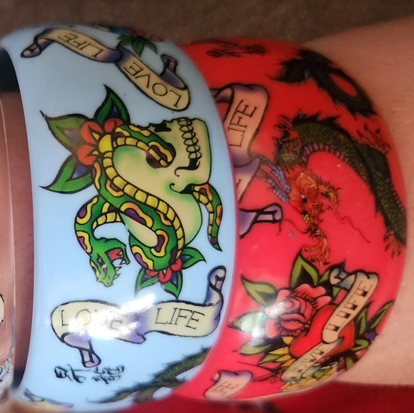 Live Love Chunky Tatto Style Bracelets One Size - Picture 3 of 3